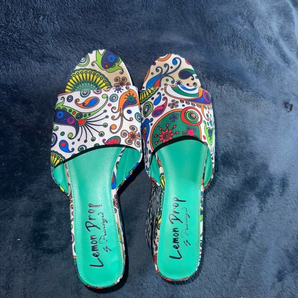 DollsKill Lemon Drop Women's Multicolor Slide Sandals size 8